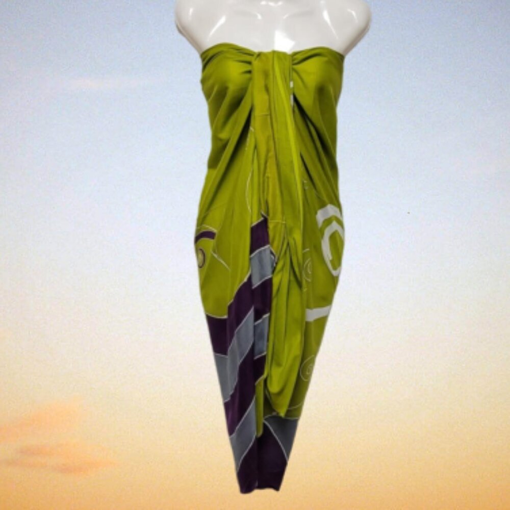 Womens Cotton Beach Wrap Sarong Handpainted Batik Wrapskirt Pareo Beachwear-NEW